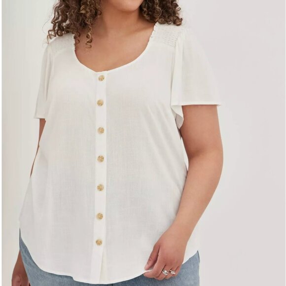 torrid Tops - NWT Torrid Rayon Slub Button-Front Flutter Sleeve Top